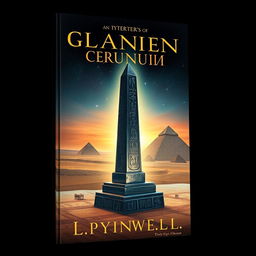 A book cover featuring a mysterious Egyptian black obelisk