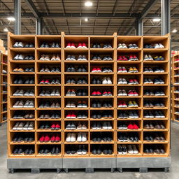 Create shoe storage modules for a warehouse, made from durable panel materials