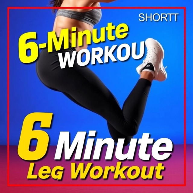 A vibrant and energetic thumbnail for a YouTube short featuring a 6-minute leg workout routine