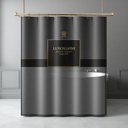 A luxurious bathroom curtain packaging design for a high-end brand