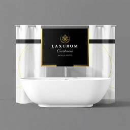 A luxurious bathroom curtain packaging design for a high-end brand