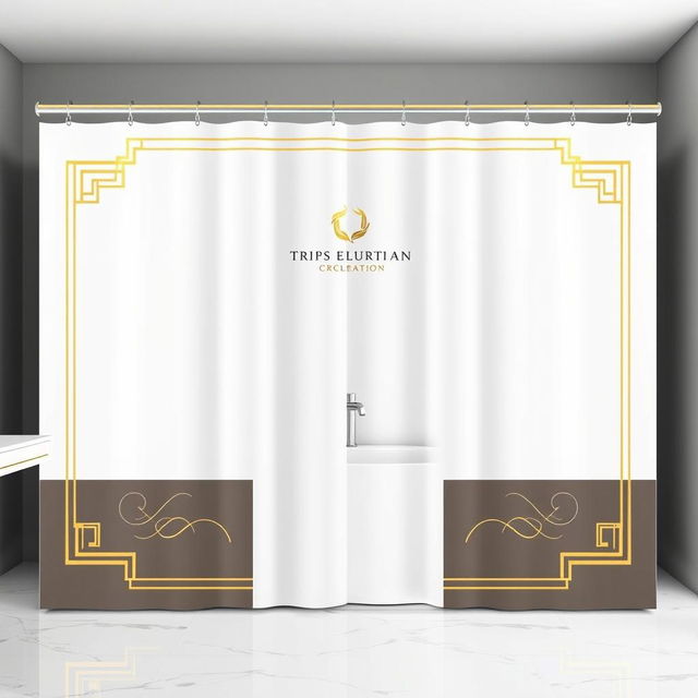 A luxurious bathroom curtain packaging design for a high-end brand