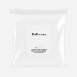 Create a transparent plastic packaging design for a bathroom curtain