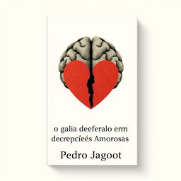 A minimalist and abstract book cover design with a centered broken heart and an angry brain in the background