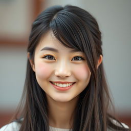 A realistic photo of a 25-year-old Chinese girl with a pure and sweet smile