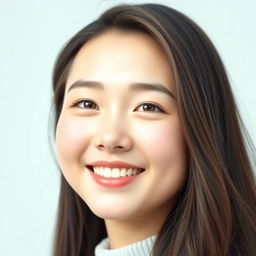 A realistic photo of a 25-year-old Chinese girl with a pure and sweet smile