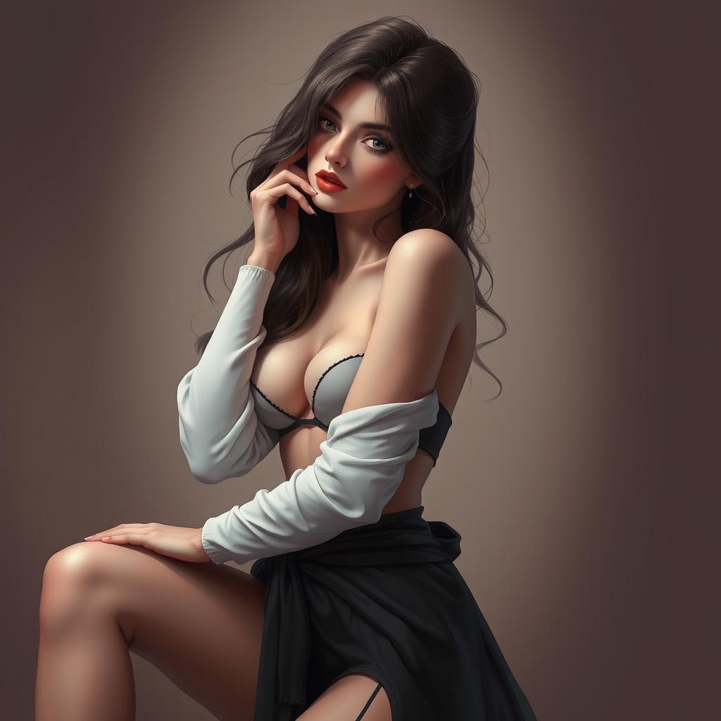 A sensual and alluring image featuring a character in a seductive pose