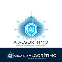 A logo design for 'A Marca do Algorítimo - Quando a Tecnologia se Torna a Nova Divindade'