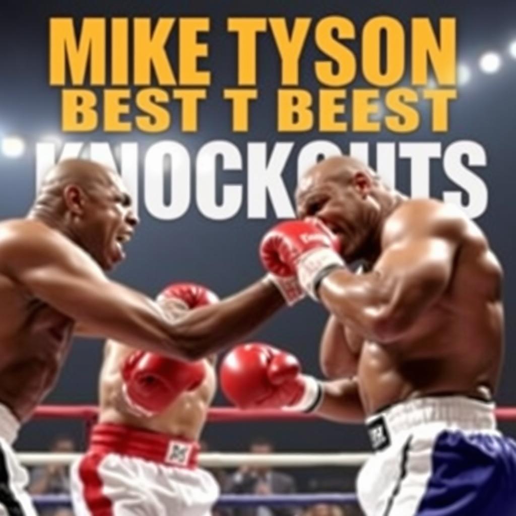 A powerful and dynamic image showcasing Mike Tyson's best knockouts in his boxing career