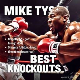 A powerful and dynamic image showcasing Mike Tyson's best knockouts in his boxing career