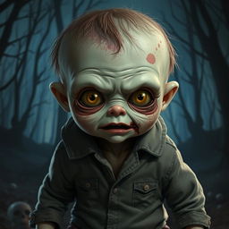 Create a realistic depiction of a baby zombie