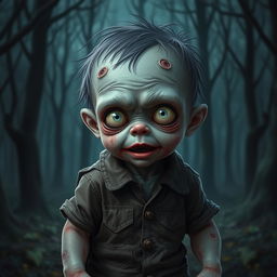 Create a realistic depiction of a baby zombie