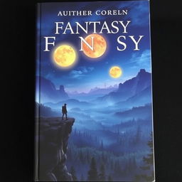 A captivating fantasy book cover featuring a mystical landscape with three glowing moons in the night sky