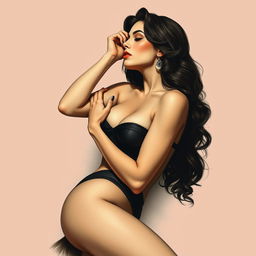 A tasteful and artistic representation of a seductive pose, with a focus on elegance and allure