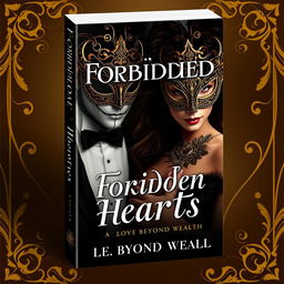 Create a book cover titled 'Forbidden Hearts: A Love Beyond Wealth'