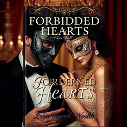 Create a book cover titled 'Forbidden Hearts: A Love Beyond Wealth'