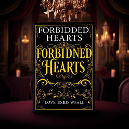 Create a book cover titled 'Forbidden Hearts: A Love Beyond Wealth' with a masquerade ball theme