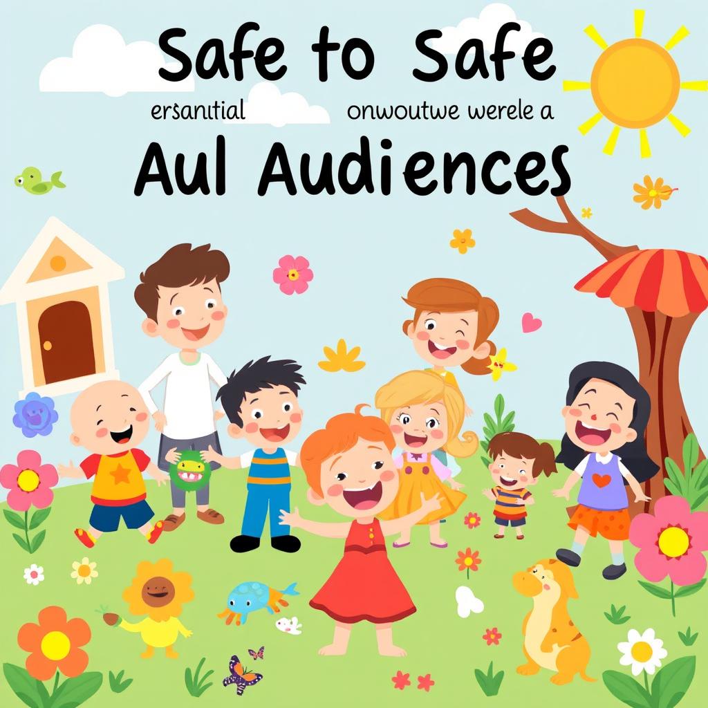 A cheerful and colorful scene featuring a variety of characters and elements that are safe and appropriate for all audiences