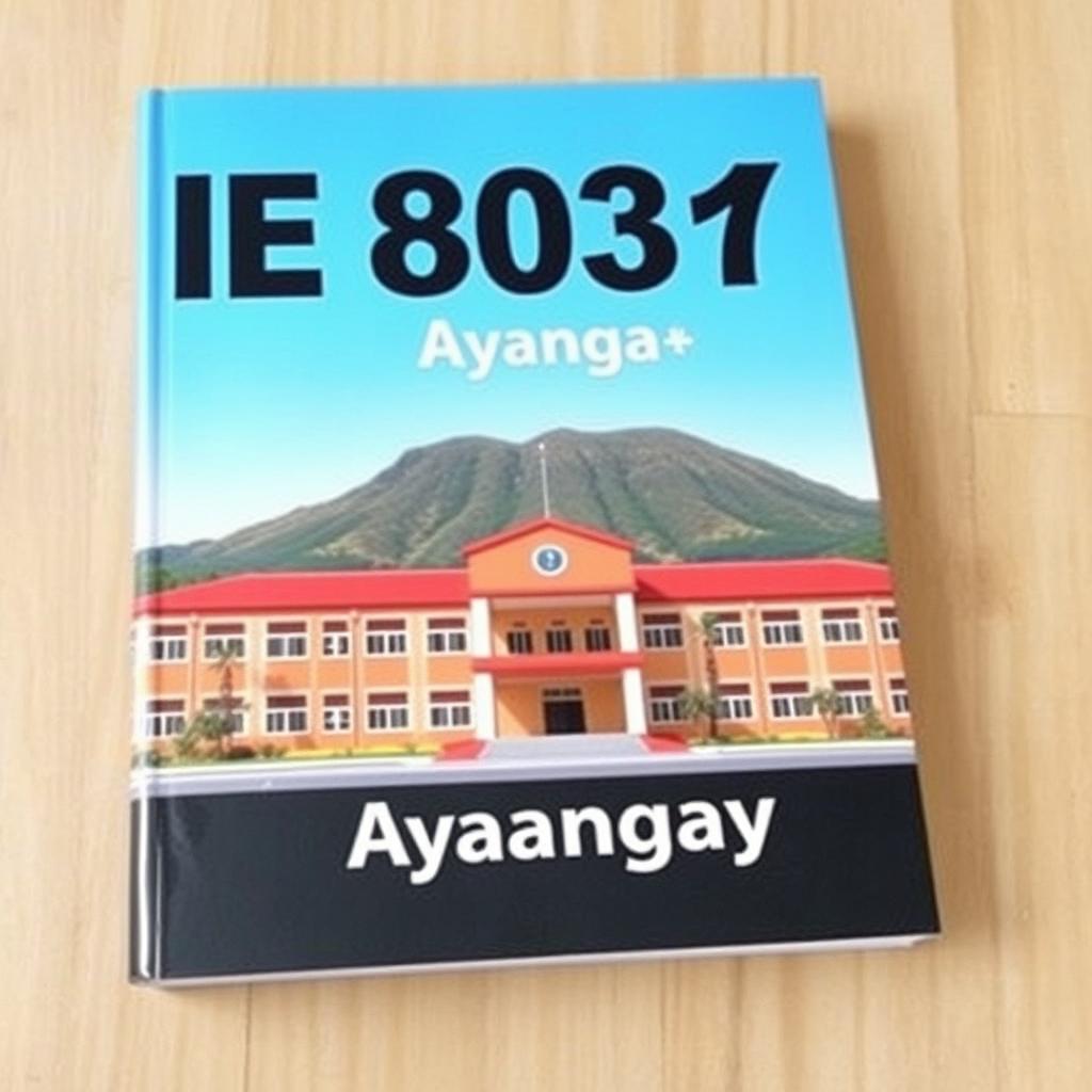 Create a book cover featuring the image of a school with the text 'IE 80316 Ayangay'