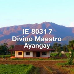 Create an image of a rural school with the text 'IE 80316 Divino Maestro Ayangay'