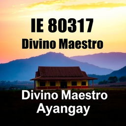 Create an image of a rural school with the text 'IE 80316 Divino Maestro Ayangay'