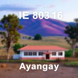 Create an image of a rural school with the text 'IE 80316 Divino Maestro Ayangay'