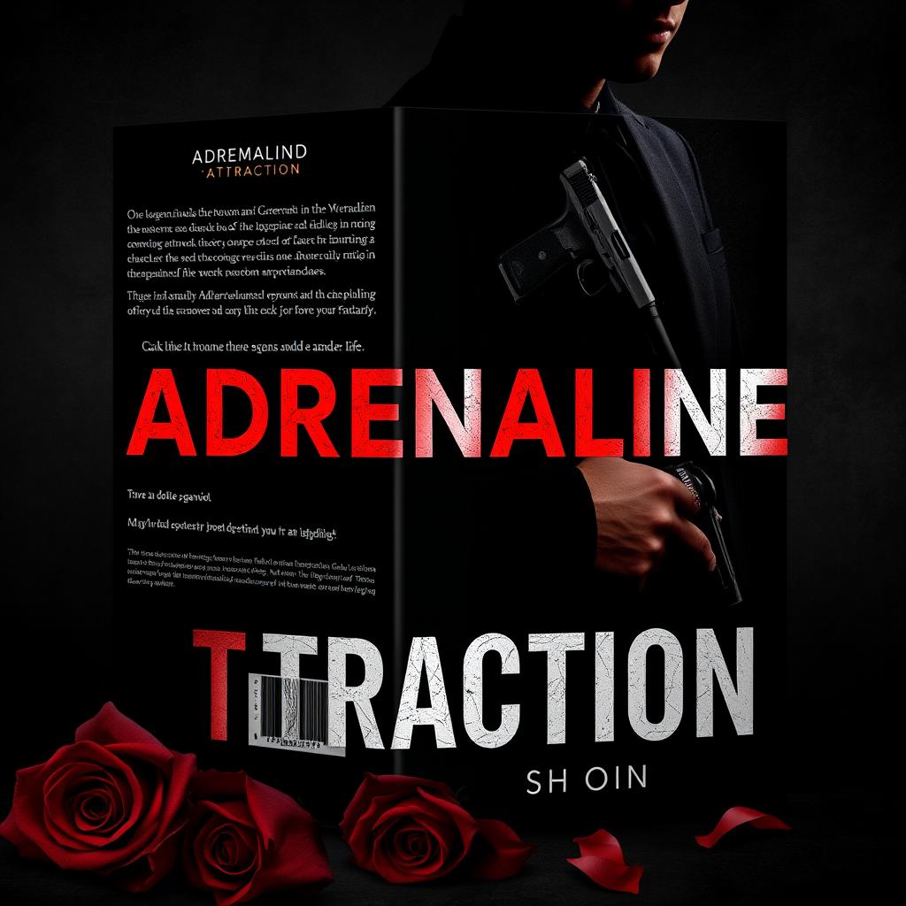 Create a book cover with the title 'Adrenaline and Attraction' that reflects a dark romance with a mafia theme