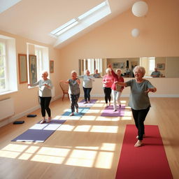 A serene and inviting space designed for yoga and dance classes for senior citizens