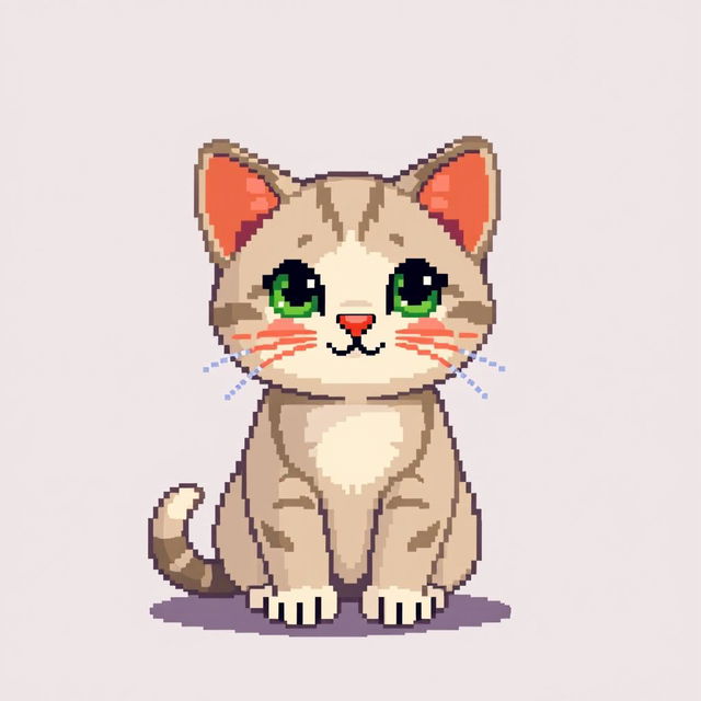 Genera una imagen en pixel art de un gatito simple en estilo 8-bit en un lienzo de 64x64 píxeles