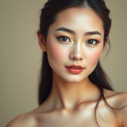 A portrait of the most beautiful Korean woman with exotic skin