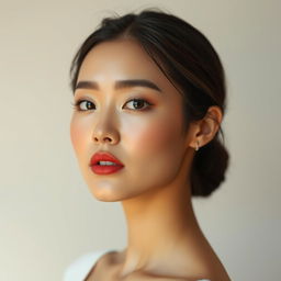 A portrait of the most beautiful Korean woman with exotic skin