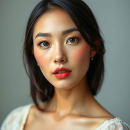 A portrait of the most beautiful Korean woman with exotic skin