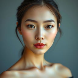 A portrait of the most beautiful Korean woman with exotic skin