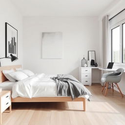 A modern bedroom redecorated for a 20-year-old girl