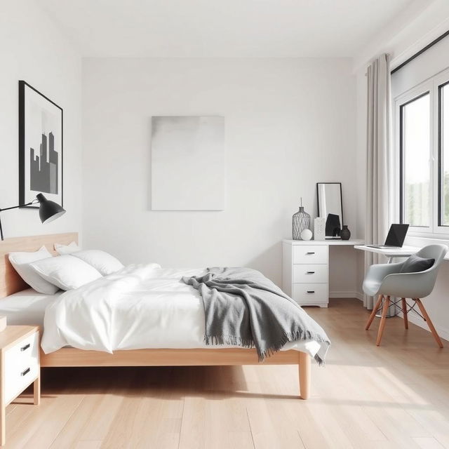 A modern bedroom redecorated for a 20-year-old girl