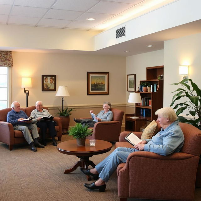 A cozy and comfortable rest area for senior citizens in a recreation center