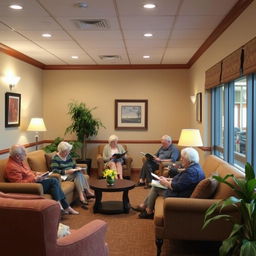 A cozy and comfortable rest area for senior citizens in a recreation center