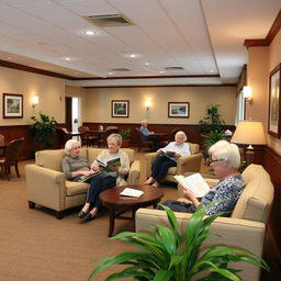 A cozy and comfortable rest area for senior citizens in a recreation center