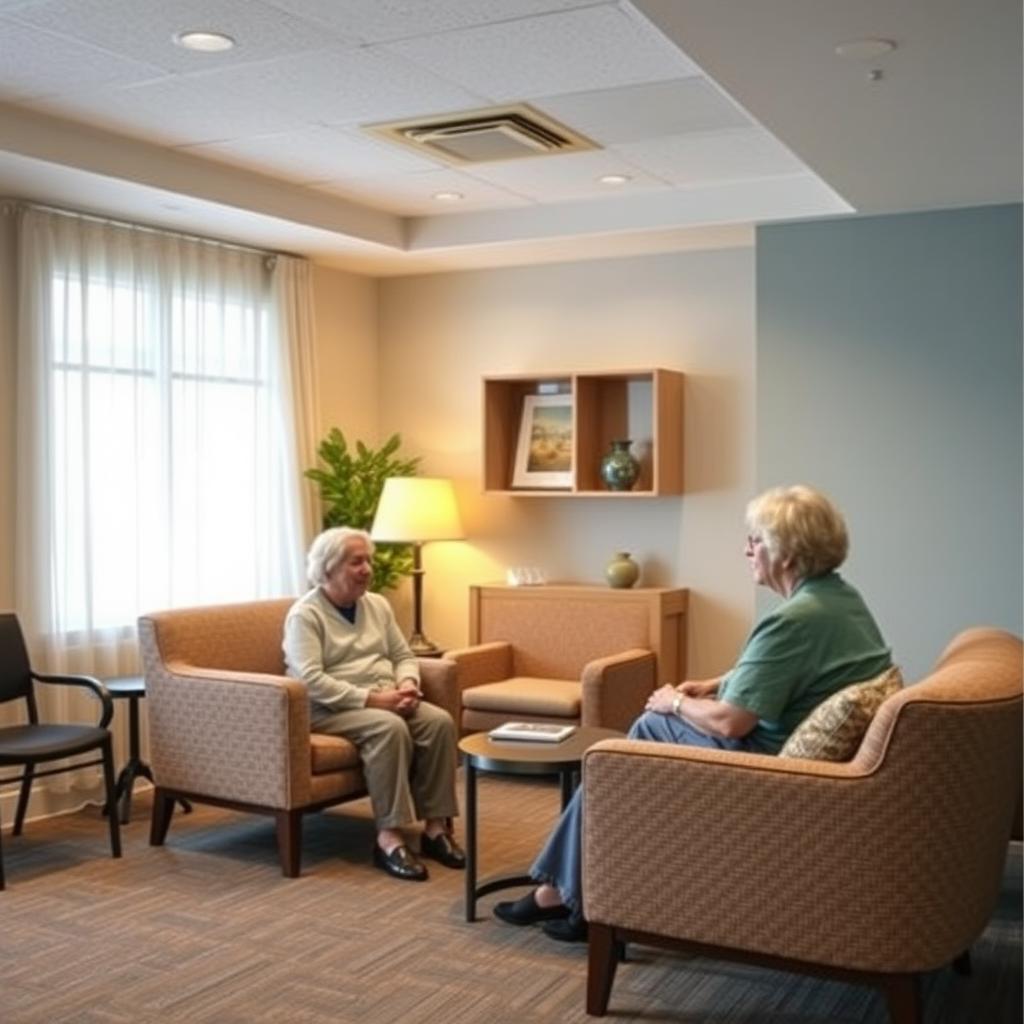 A dedicated psychological assistance area for senior citizens in a recreation center