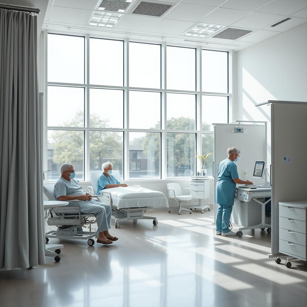 A nursing area for senior citizens in a flexible and bright space