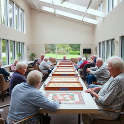 A board games area for senior citizens in a flexible and bright space