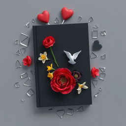 A minimalist 3D cover of a romance book in dark colors