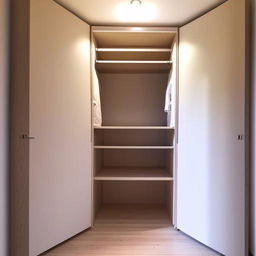 A spacious, stylish wardrobe positioned in a well-lit, cozy room