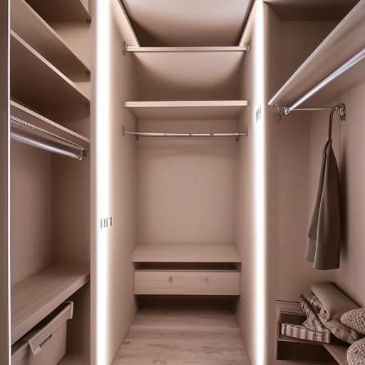 A spacious, stylish wardrobe positioned in a well-lit, cozy room