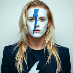 A 20-year-old male with red eyes and long blonde rock-style hair