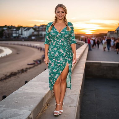 green ditsy floral underwire draped midi dress Sage Ditsy Floral Midi Dress main image 1