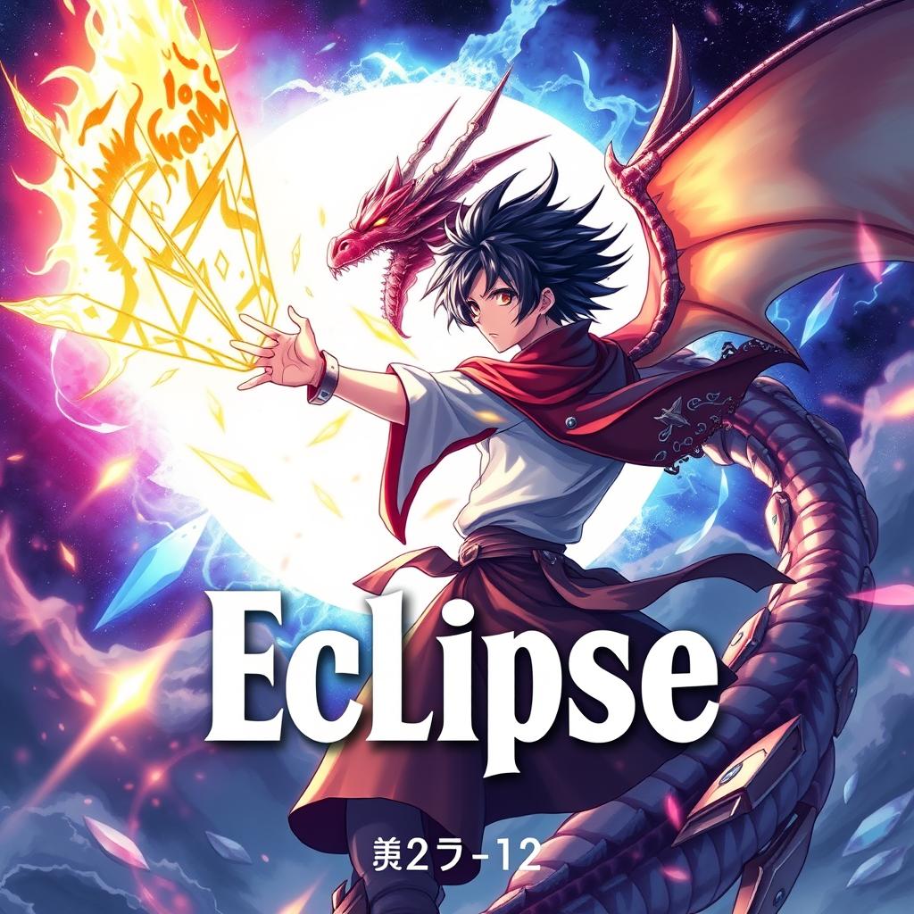 Create a vibrant and dynamic cover for a manga titled 'Eclipse'