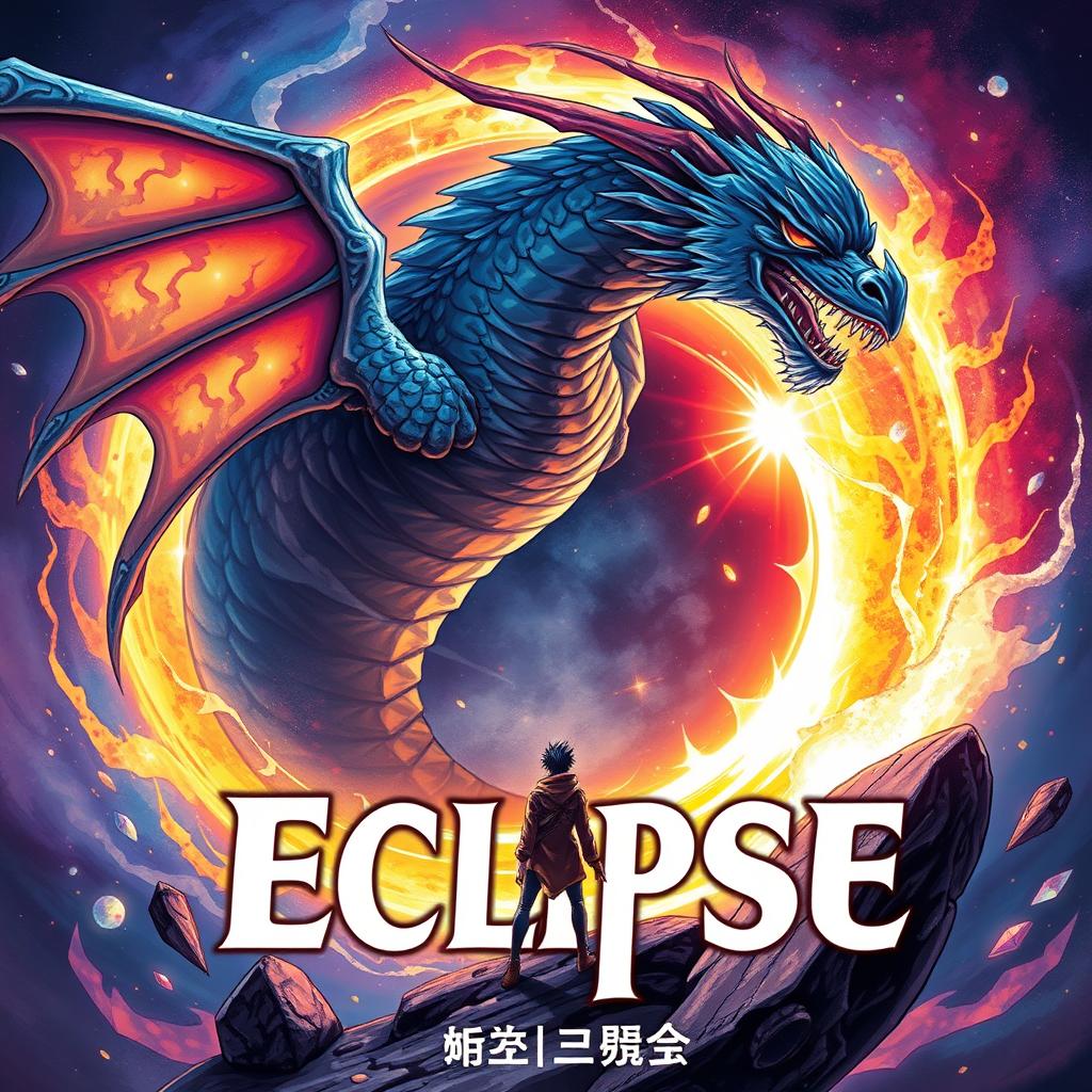 Create a vibrant and dynamic cover for a manga titled 'Eclipse'