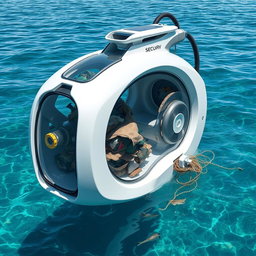 A futuristic sea vacuum with a built-in cutter, designed to clean up ocean debris