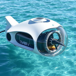 A futuristic sea vacuum with a built-in cutter, designed to clean up ocean debris